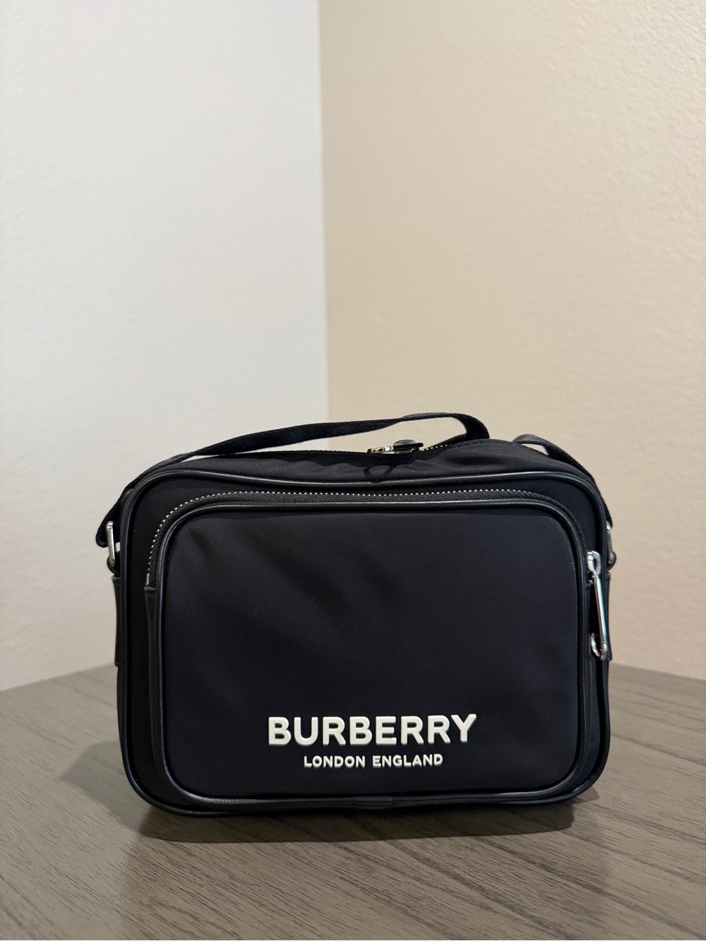 Burberry Black Canvas Logo Camera Crossbody Bag